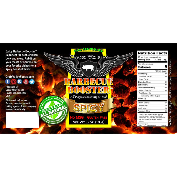 Croix Valley Spicy Barbecue Booster BBQ Dry Rub & Seasoning Label