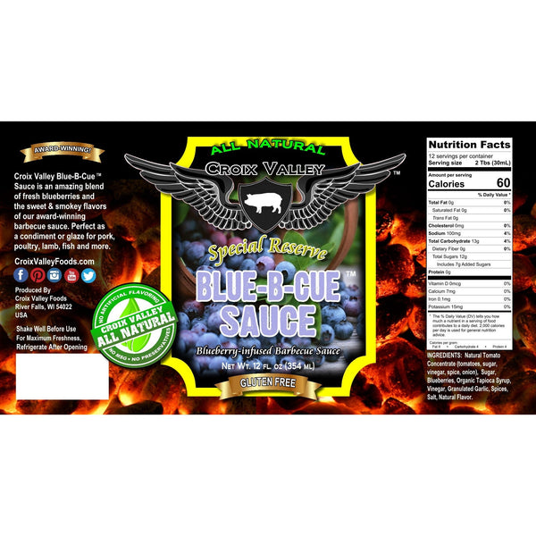 Croix Valley Blue-B-Cue™ Sauce Blueberry BBQ Sauce Label
