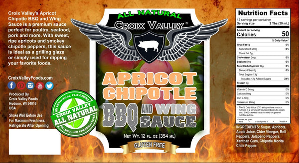 Croix Valley Apricot Chipotle BBQ and Wing Sauce